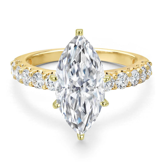 3.5ct Marquise Cut 14K Gold Plated Engagement Ring