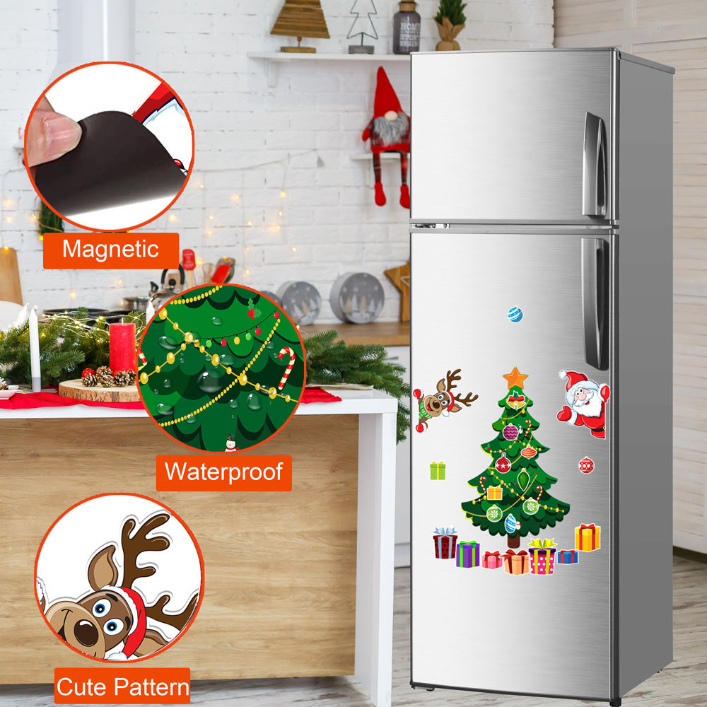 Christmas Refrigerator Magnets, DIY Fridge Santa Reindeer Snowman for Fridge Garage Kitchen Metal Door Christmas Decoration