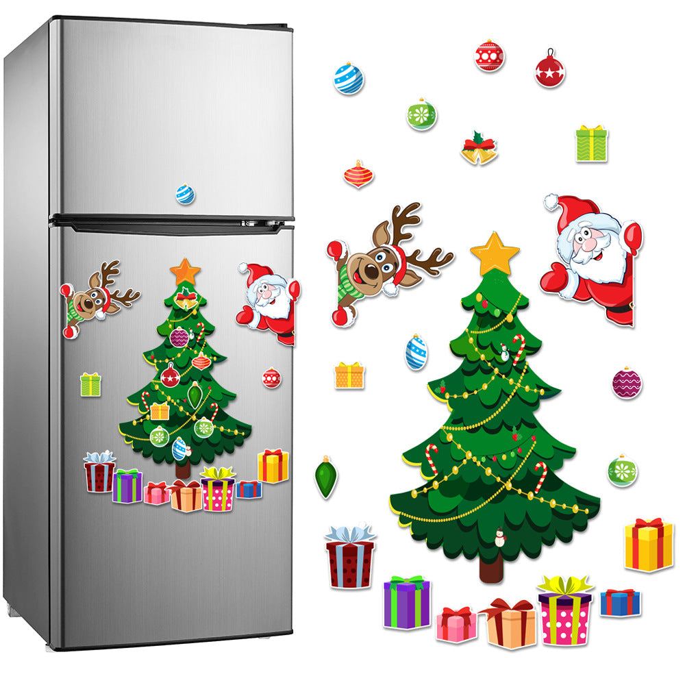 Christmas Refrigerator Magnets, DIY Fridge Santa Reindeer Snowman for Fridge Garage Kitchen Metal Door Christmas Decoration