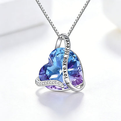 Silver Heart Birthstone Pendant Necklace