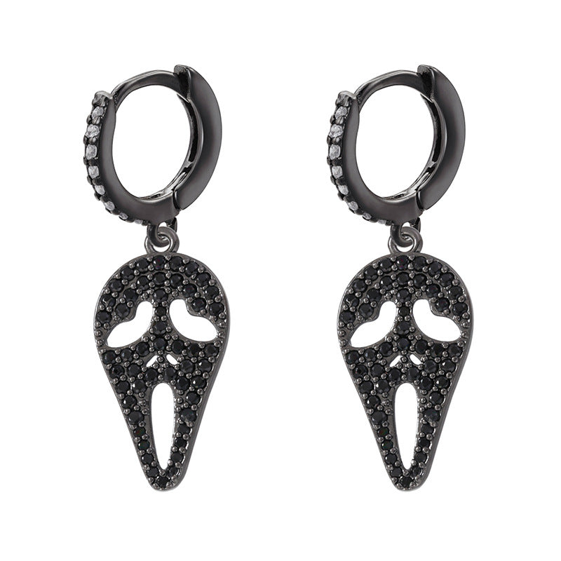 14k Gold Plated Skull Huggie Hoop Earrings, Halloween Party Fashion Costume Jewelry
