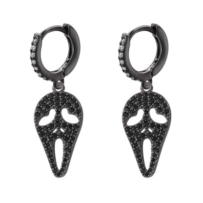 14k Gold Plated Skull Huggie Hoop Earrings, Halloween Party Fashion Costume Jewelry