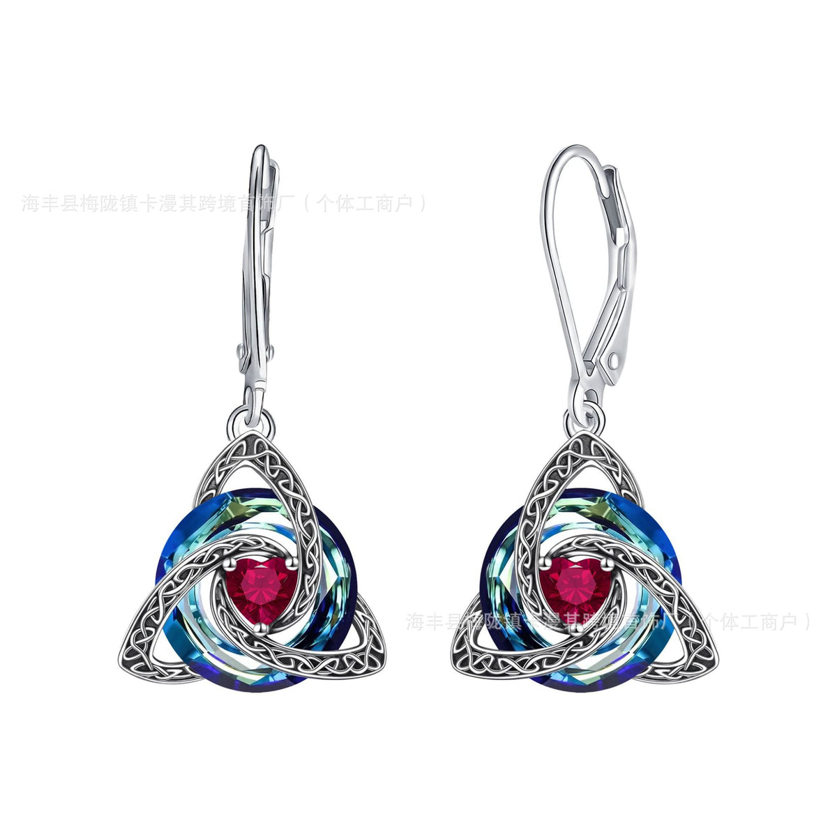 Celtic Trinity Knot Birthstone Earrings