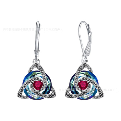 Celtic Trinity Knot Birthstone Earrings