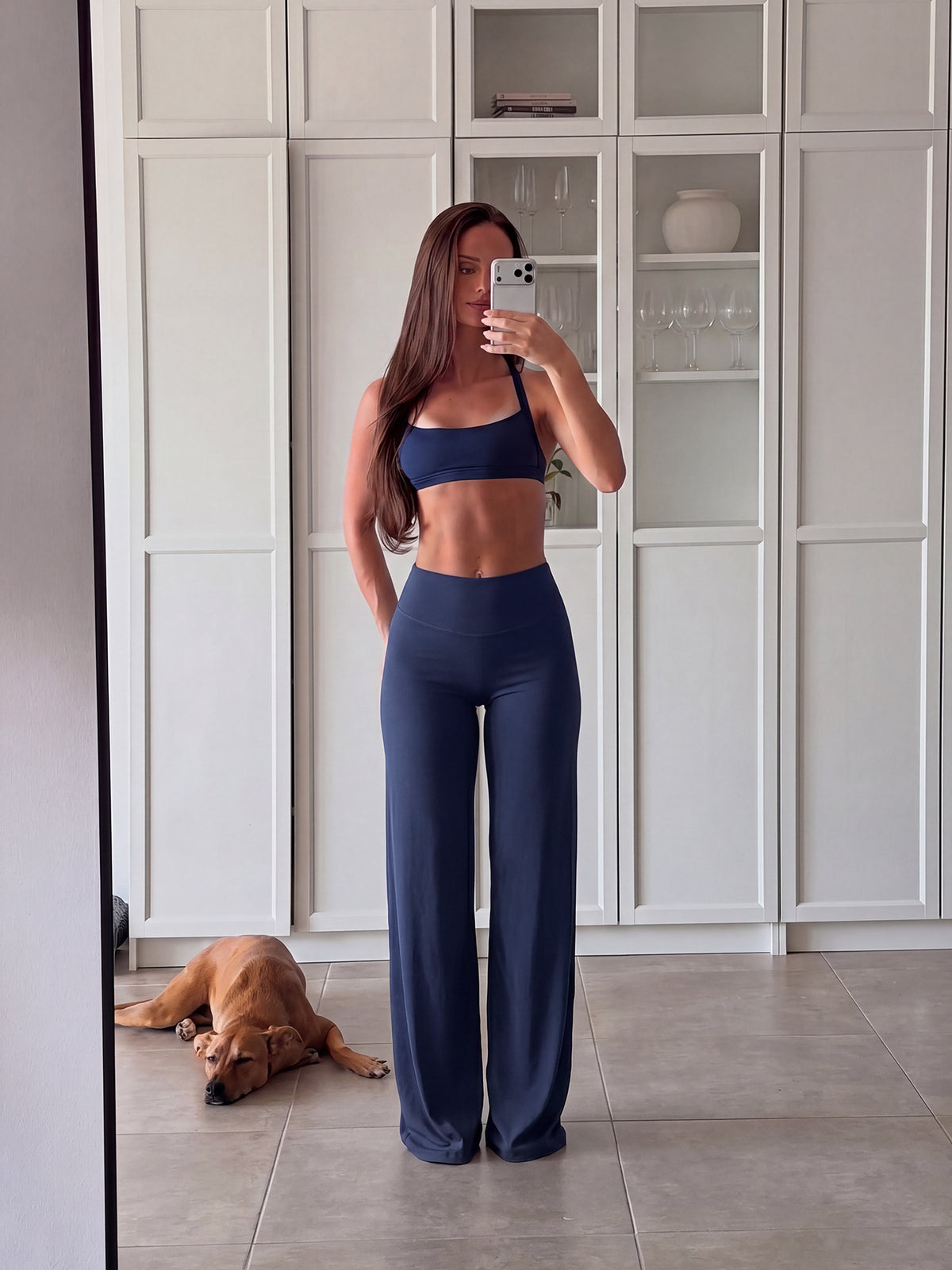 Light Simple Leopard-Print Wide-Leg Pants - Elastic Waistband