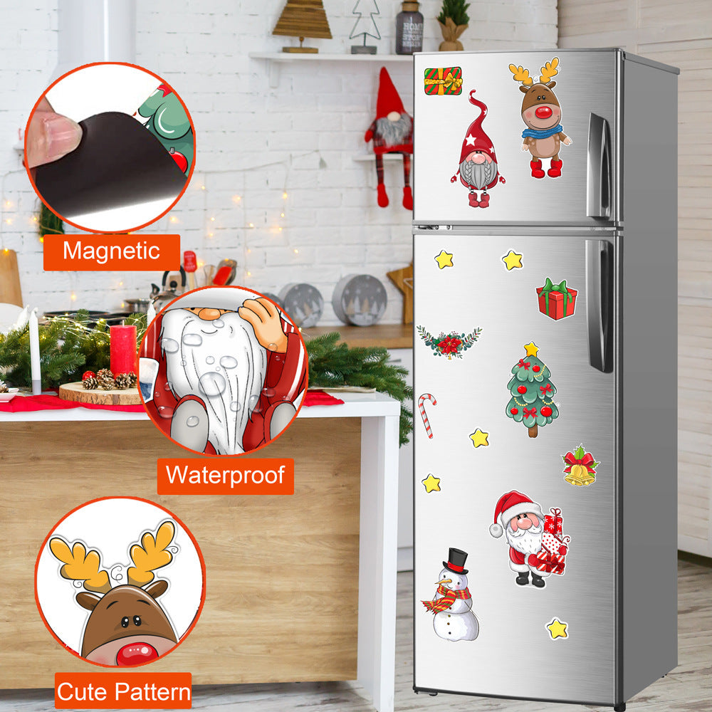 Christmas Refrigerator Magnets, DIY Fridge Santa Reindeer Snowman for Fridge Garage Kitchen Metal Door Christmas Decoration