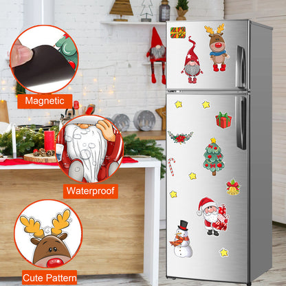 Christmas Refrigerator Magnets, DIY Fridge Santa Reindeer Snowman for Fridge Garage Kitchen Metal Door Christmas Decoration