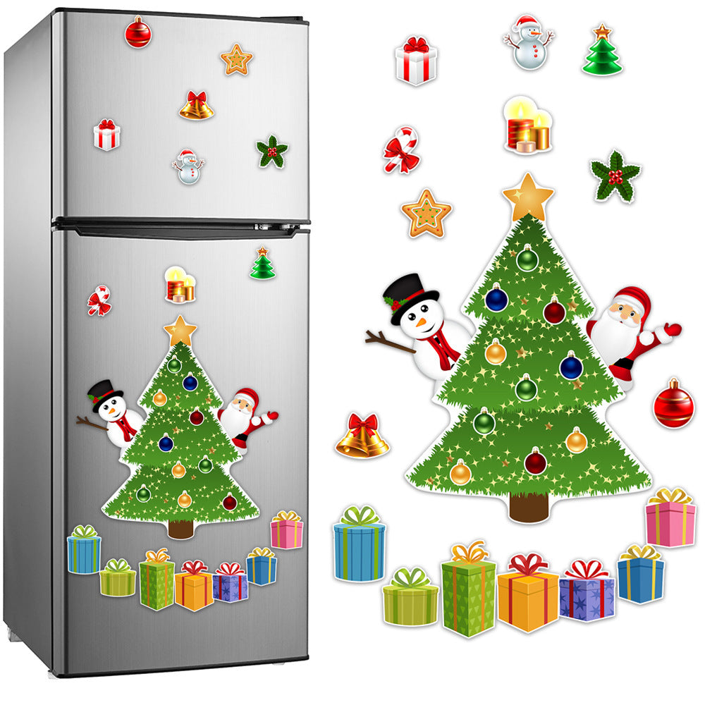 Christmas Refrigerator Magnets, DIY Fridge Santa Reindeer Snowman for Fridge Garage Kitchen Metal Door Christmas Decoration