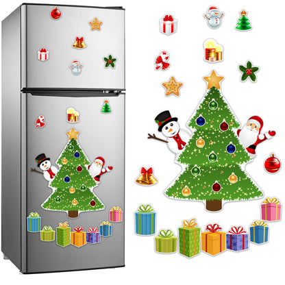 Christmas Refrigerator Magnets, DIY Fridge Santa Reindeer Snowman for Fridge Garage Kitchen Metal Door Christmas Decoration