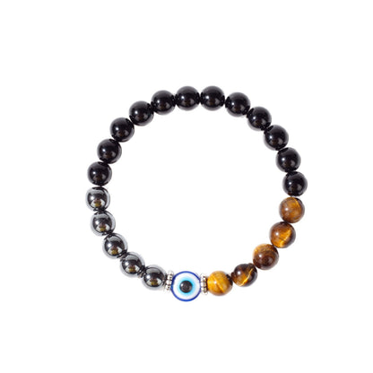 Warm Horizon Tiger Eye & Evil Eye Bracelet