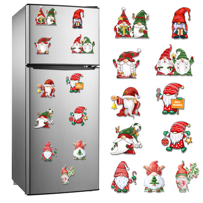 Christmas Refrigerator Magnets, DIY Fridge Santa Reindeer Snowman for Fridge Garage Kitchen Metal Door Christmas Decoration