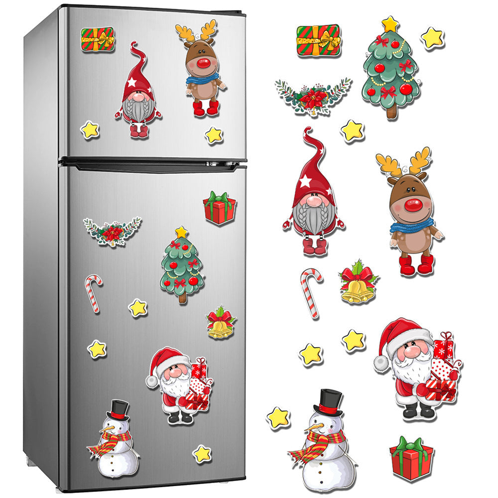 Christmas Refrigerator Magnets, DIY Fridge Santa Reindeer Snowman for Fridge Garage Kitchen Metal Door Christmas Decoration