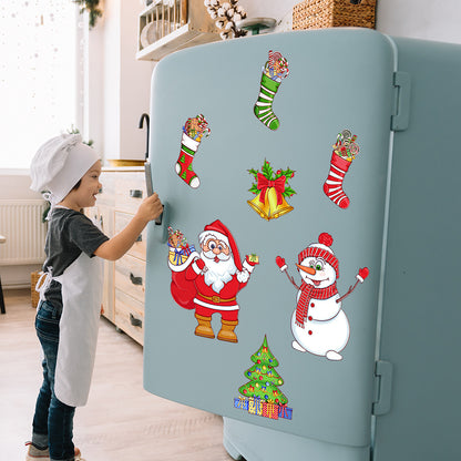 Christmas Refrigerator Magnets, DIY Fridge Santa Reindeer Snowman for Fridge Garage Kitchen Metal Door Christmas Decoration