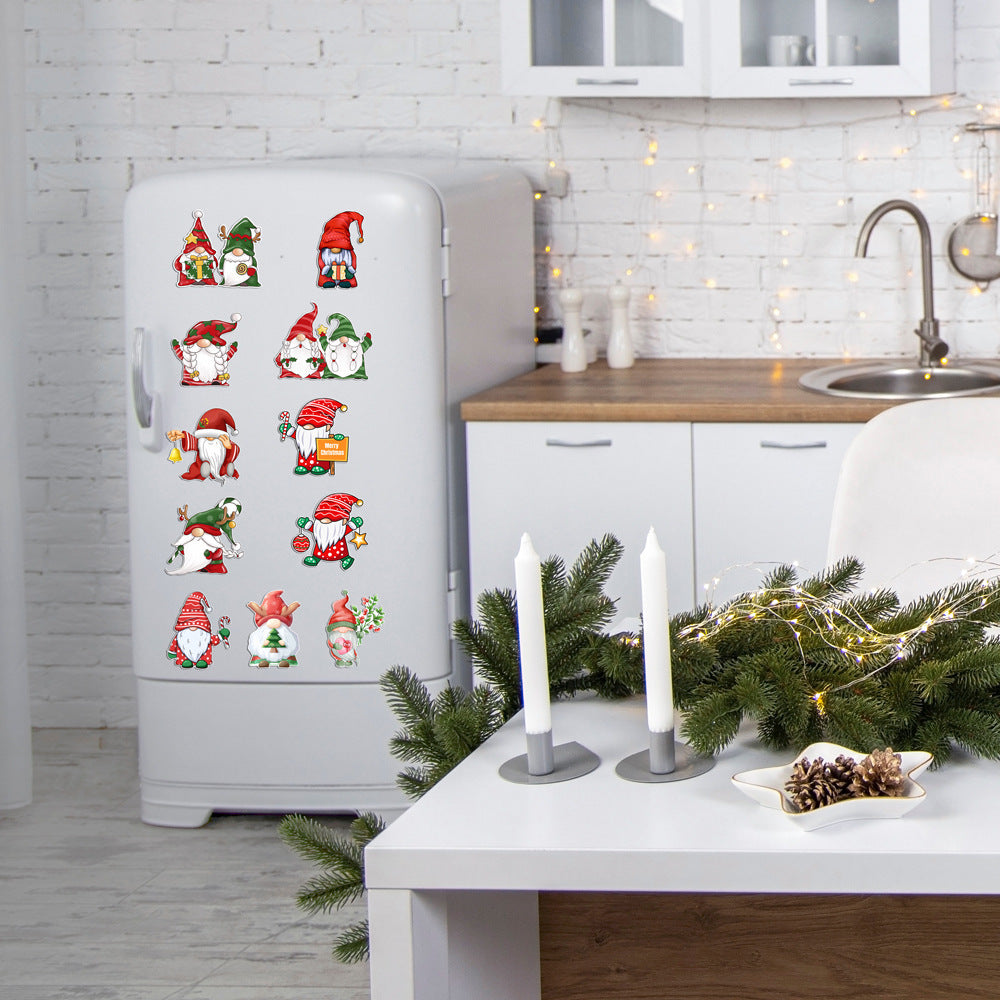 Christmas Refrigerator Magnets, DIY Fridge Santa Reindeer Snowman for Fridge Garage Kitchen Metal Door Christmas Decoration