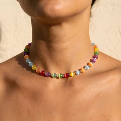 UV Reactive Rainbow Beaded Dopamine Choker