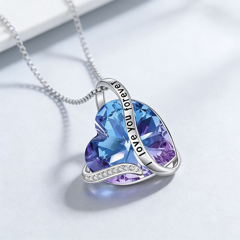 Silver Heart Birthstone Pendant Necklace
