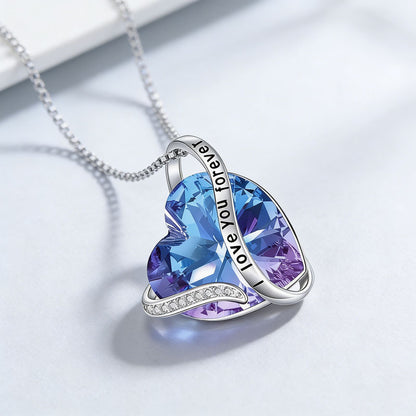 Silver Heart Birthstone Pendant Necklace