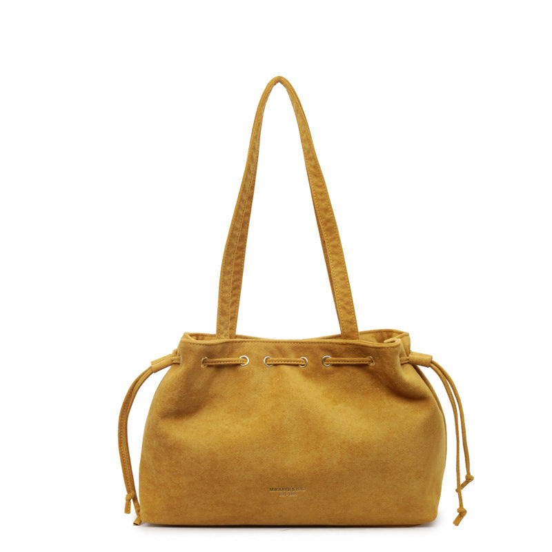 Women’s Retro Drawstring Large-Capacity Tote Bag