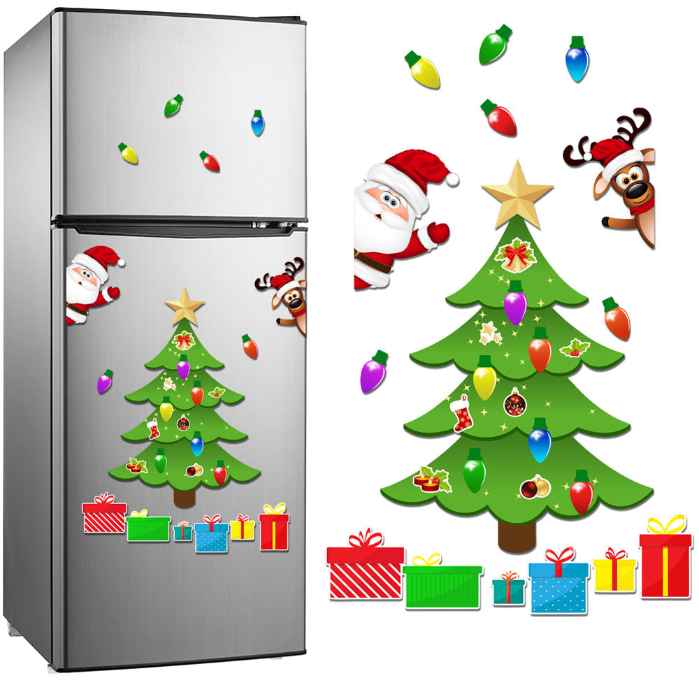 Christmas Refrigerator Magnets, DIY Fridge Santa Reindeer Snowman for Fridge Garage Kitchen Metal Door Christmas Decoration