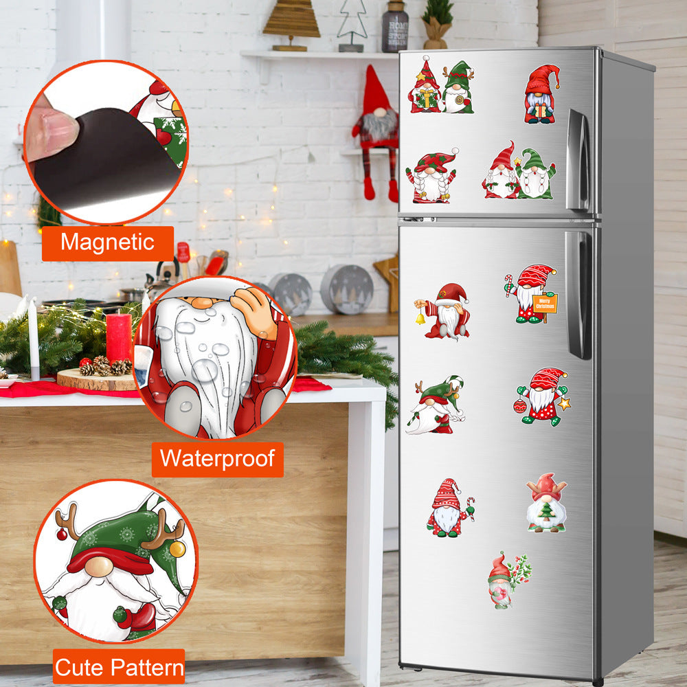 Christmas Refrigerator Magnets, DIY Fridge Santa Reindeer Snowman for Fridge Garage Kitchen Metal Door Christmas Decoration