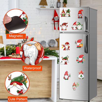 Christmas Refrigerator Magnets, DIY Fridge Santa Reindeer Snowman for Fridge Garage Kitchen Metal Door Christmas Decoration