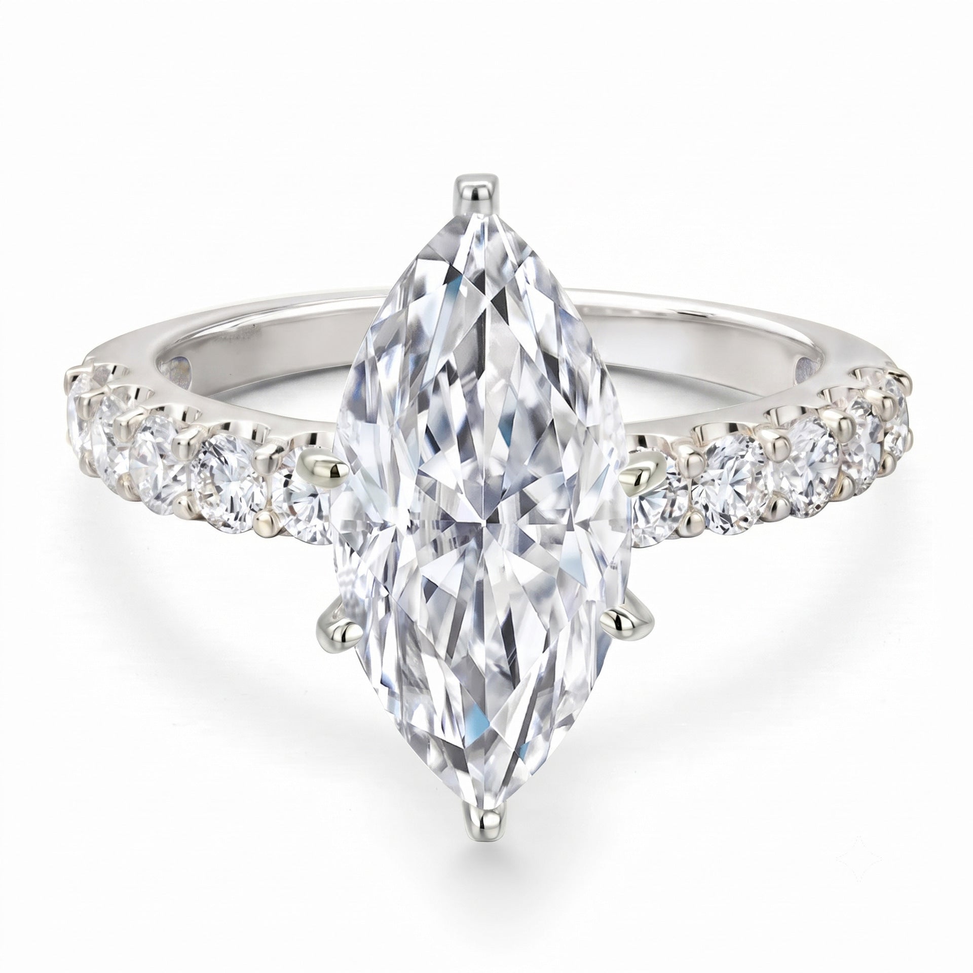 3.5ct Marquise Cut 14K Gold Plated Engagement Ring