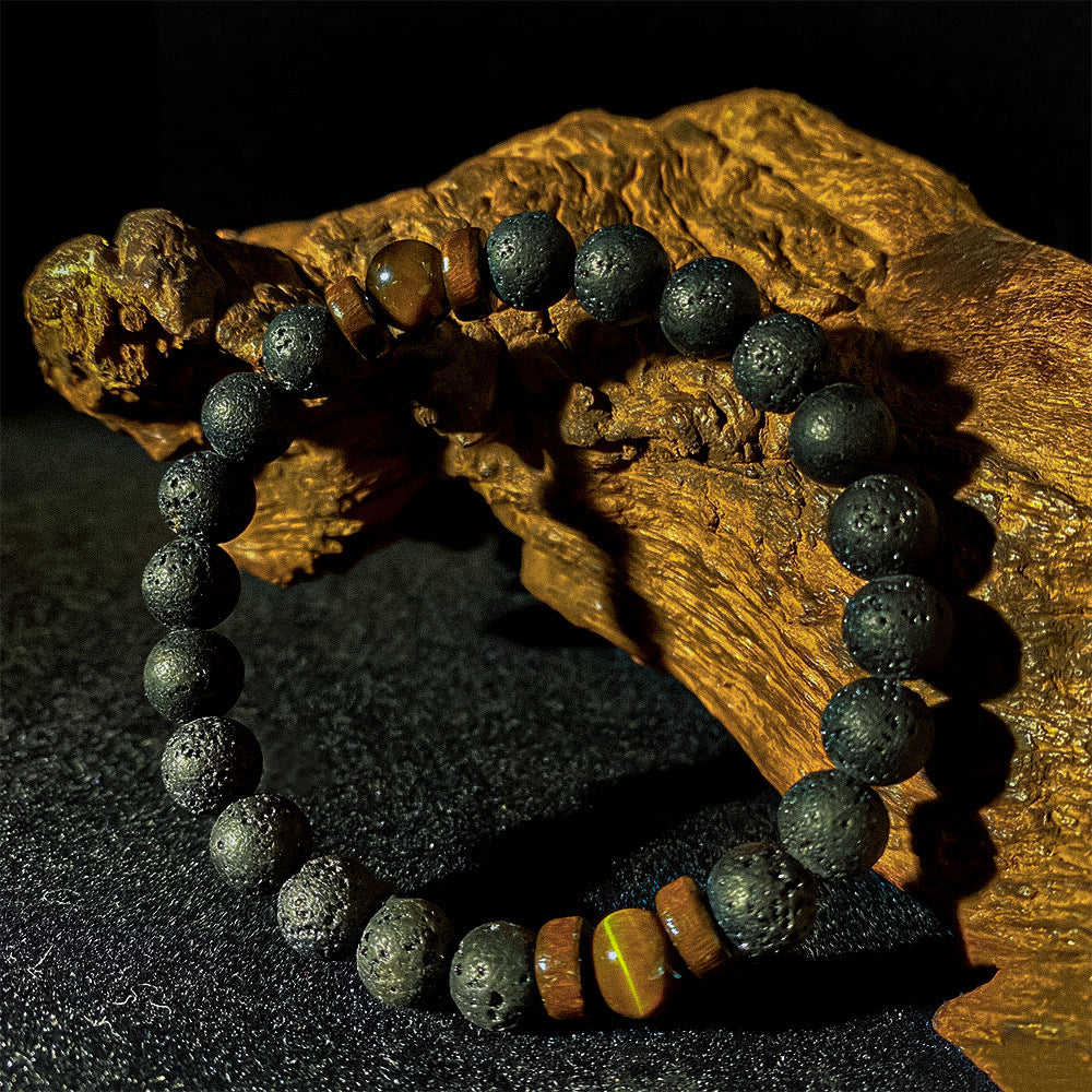 Quiet Ambition Tiger Eye & Lava Stone Bracelet