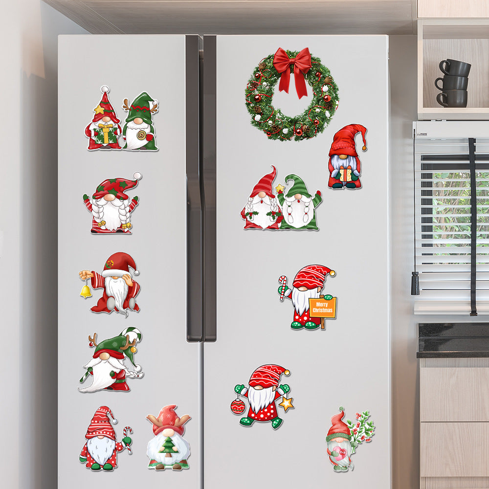 Christmas Refrigerator Magnets, DIY Fridge Santa Reindeer Snowman for Fridge Garage Kitchen Metal Door Christmas Decoration