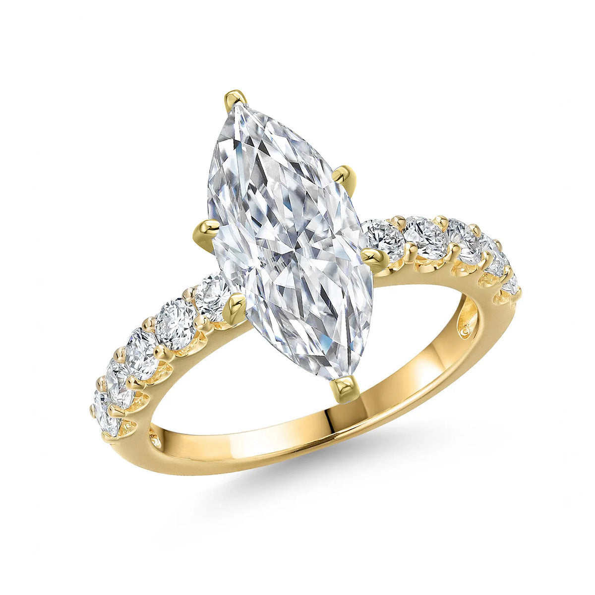 3.5ct Marquise Cut 14K Gold Plated Engagement Ring