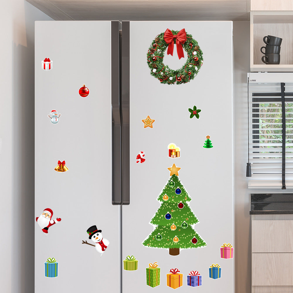 Christmas Refrigerator Magnets, DIY Fridge Santa Reindeer Snowman for Fridge Garage Kitchen Metal Door Christmas Decoration