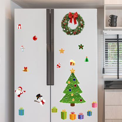 Christmas Refrigerator Magnets, DIY Fridge Santa Reindeer Snowman for Fridge Garage Kitchen Metal Door Christmas Decoration