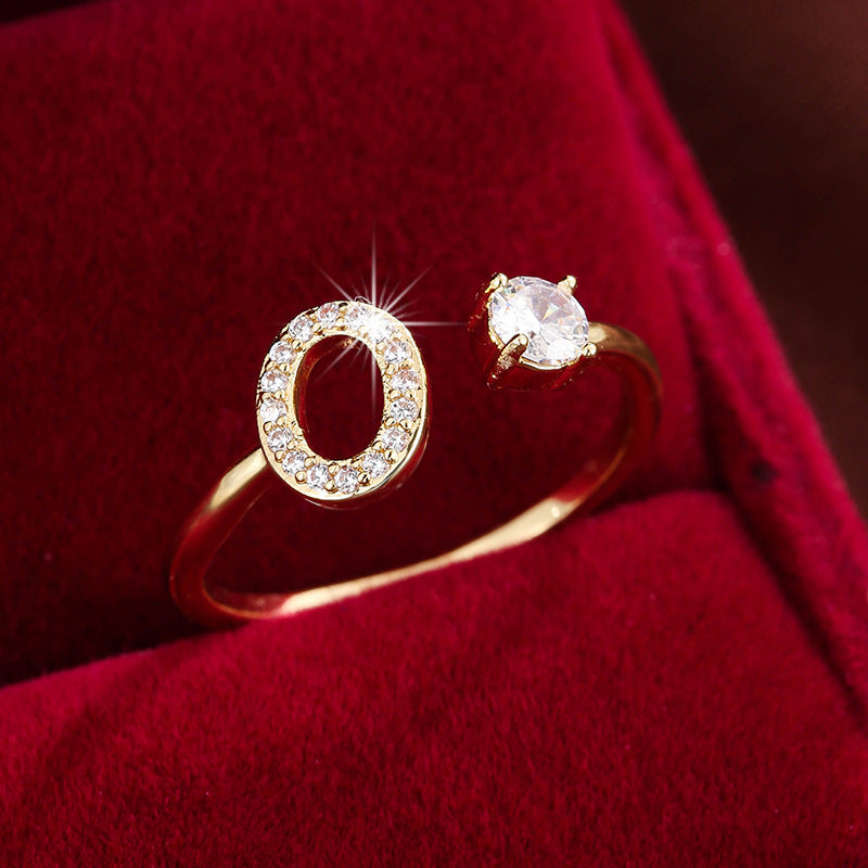 Adjustable Initial Ring – Zircon 26-Letter Band