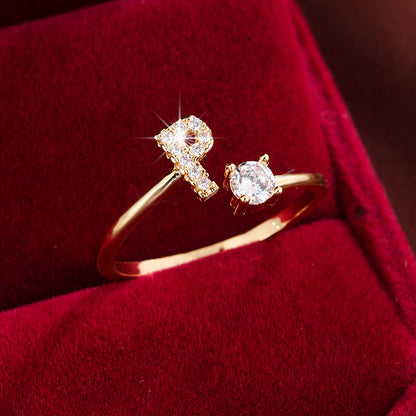 Adjustable Initial Ring – Zircon 26-Letter Band