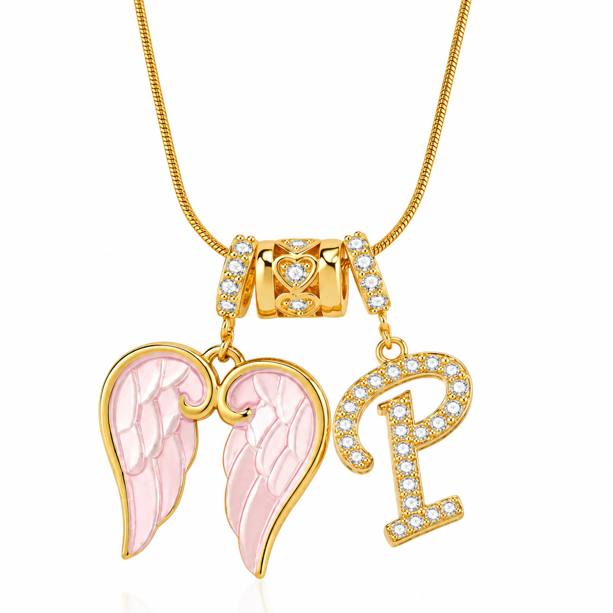 Angel Wing Initial Necklace