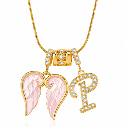 Angel Wing Initial Necklace