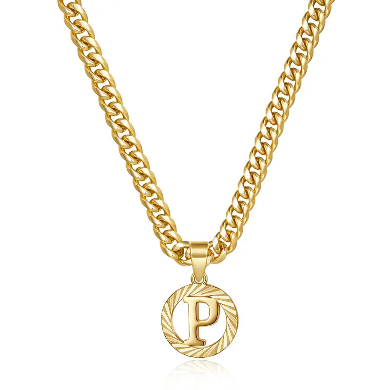 14K Gold Plated Unisex Alphabet Pendant Initial Necklace