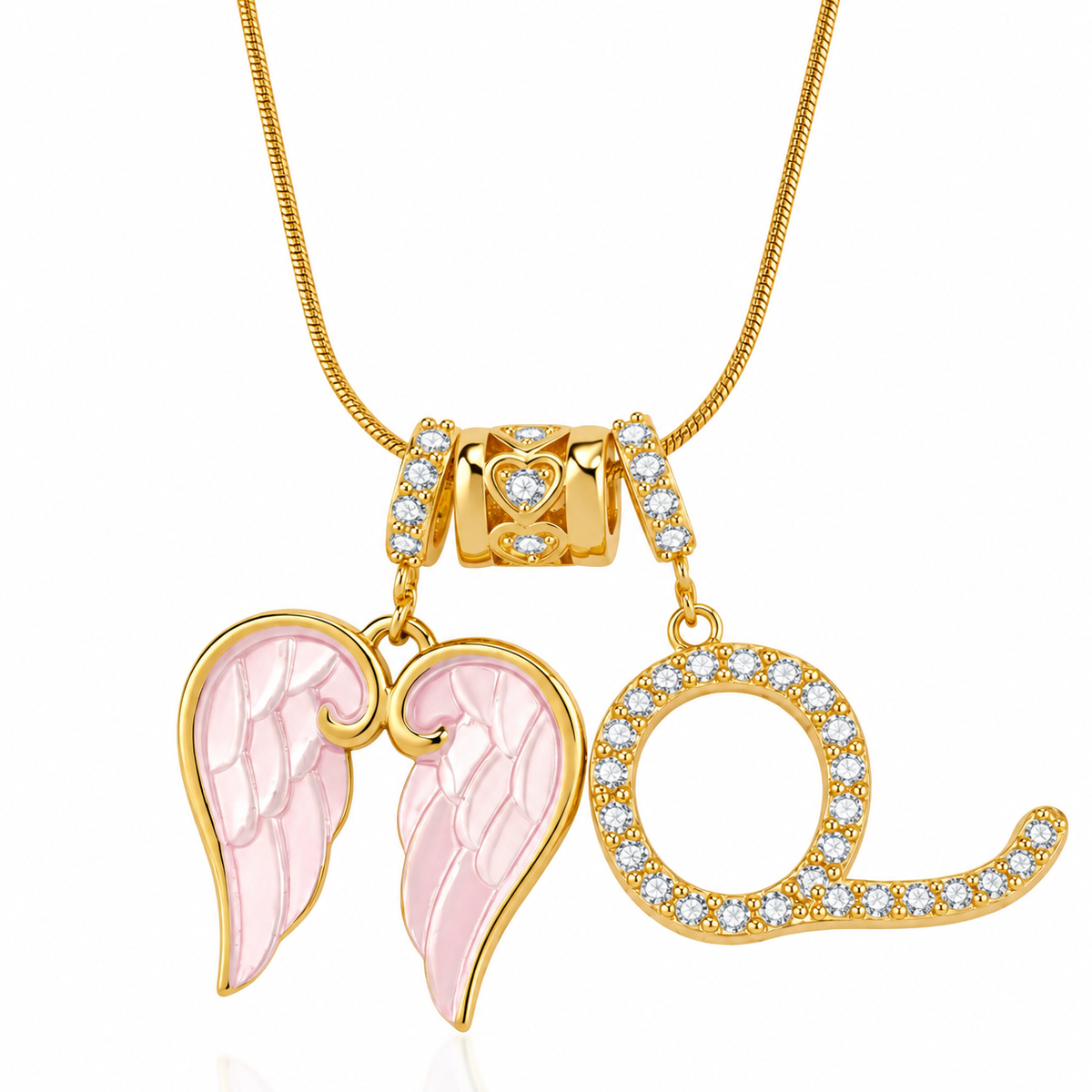 Angel Wing Initial Necklace