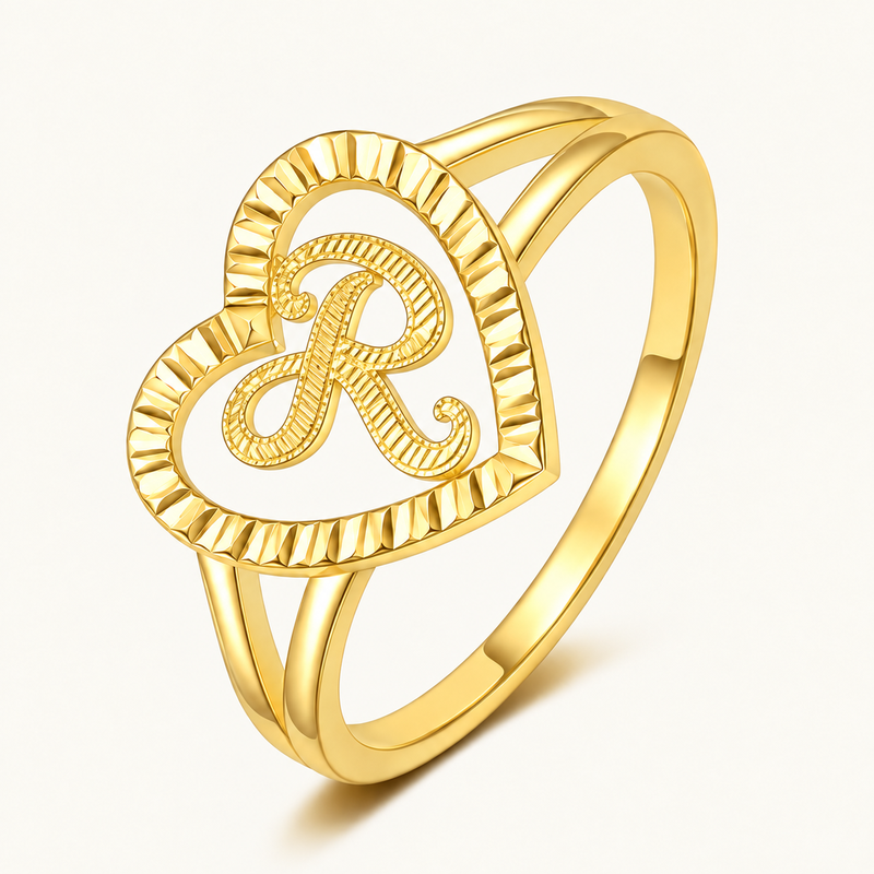 Personalized Heart Initial Ring