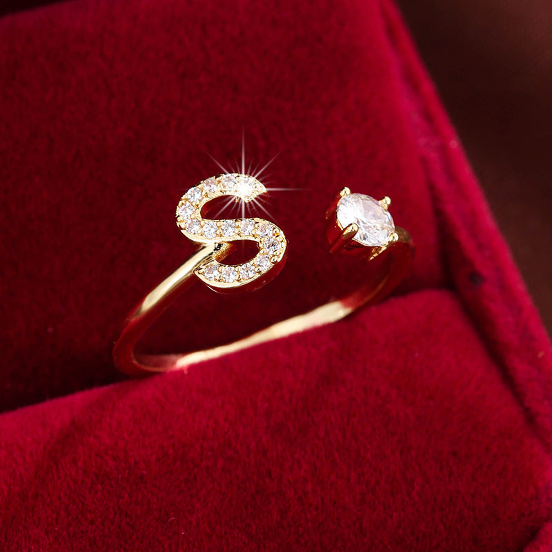 Adjustable Initial Ring – Zircon 26-Letter Band