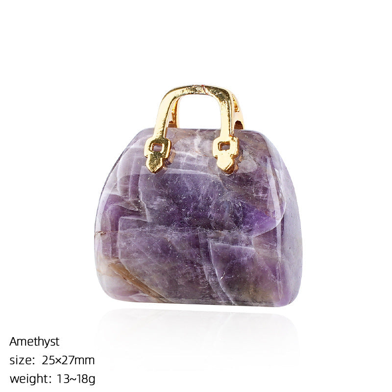 Mini Natural Crystal Handbag Charms – DIY Jewelry Pendants