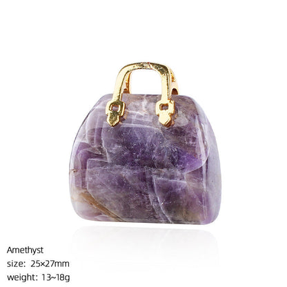 Mini Natural Crystal Handbag Charms – DIY Jewelry Pendants