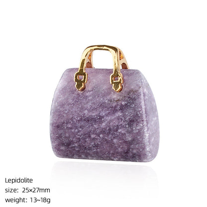 Mini Natural Crystal Handbag Charms – DIY Jewelry Pendants