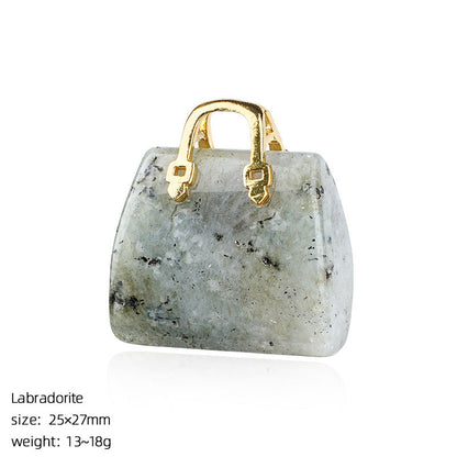 Mini Natural Crystal Handbag Charms – DIY Jewelry Pendants