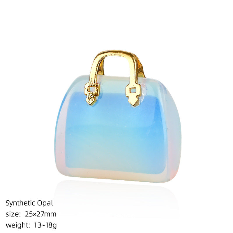 Mini Natural Crystal Handbag Charms – DIY Jewelry Pendants