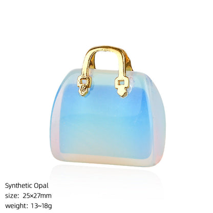 Mini Natural Crystal Handbag Charms – DIY Jewelry Pendants
