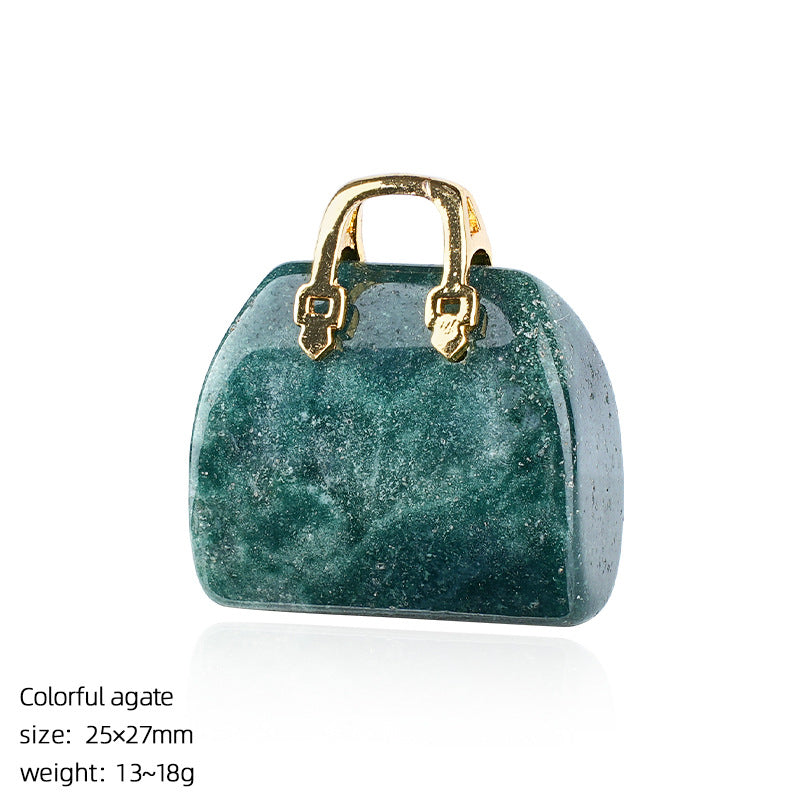 Mini Natural Crystal Handbag Charms – DIY Jewelry Pendants