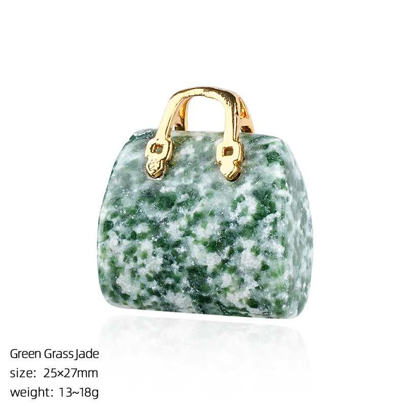 Mini Natural Crystal Handbag Charms – DIY Jewelry Pendants
