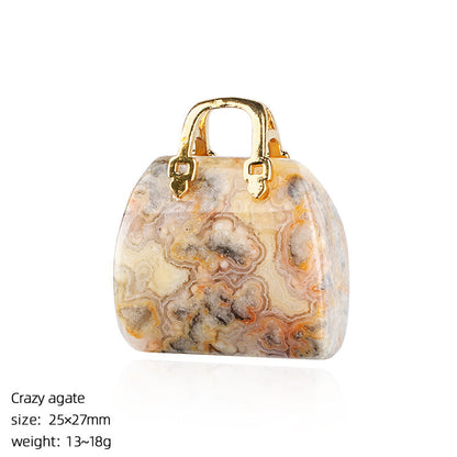 Mini Natural Crystal Handbag Charms – DIY Jewelry Pendants