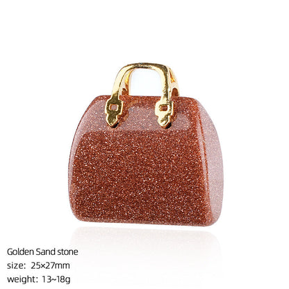 Mini Natural Crystal Handbag Charms – DIY Jewelry Pendants