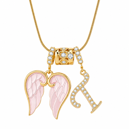 Angel Wing Initial Necklace
